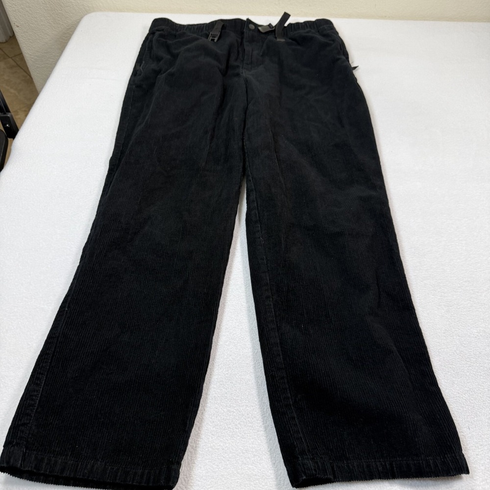 H&M Corduroy Pants Men‎ Large Black Relaxed Fit Belted Trousers 40x30